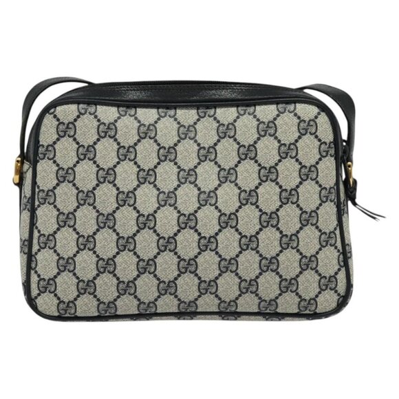 GUCCI GG Supreme Sherry Line Shoulder Bag PVC Navy Gold - Picture 3 of 15